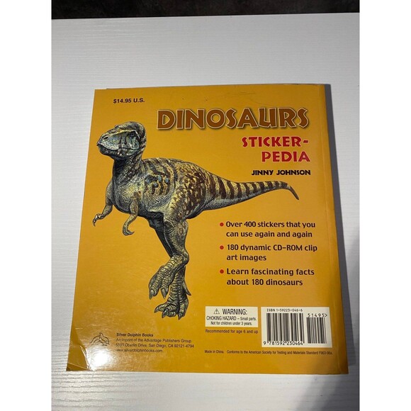 Dinosaurs Sticker-Pedia Jinny Johnson w/ CD-ROM Over 400 Stickers Silver Dolphin - Picture 10 of 10